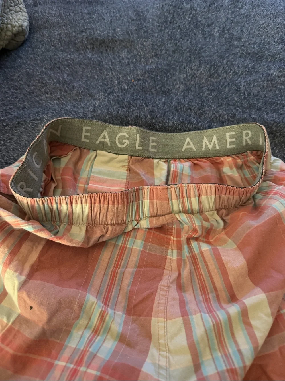 American Eagle Outfitters Plaid Coral and Cream Cotton Boxers